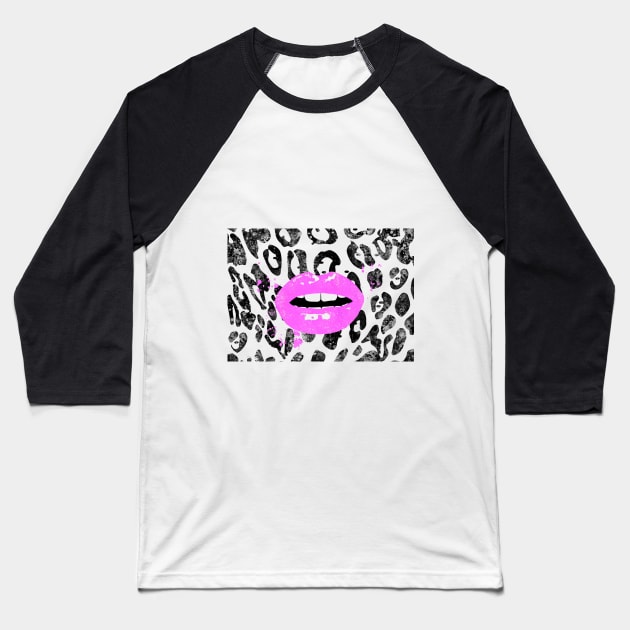 Lips, pink lips Baseball T-Shirt by RosaliArt